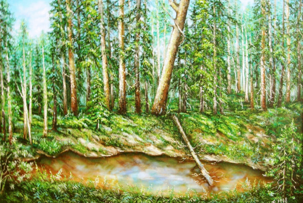 Елена Ивановна Коваленко. Лесной пейзаж. Холст, масло 50х70 2012 год.