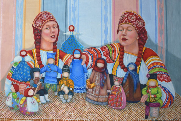 Игра в куклы. Семья. Д. Новикбож
